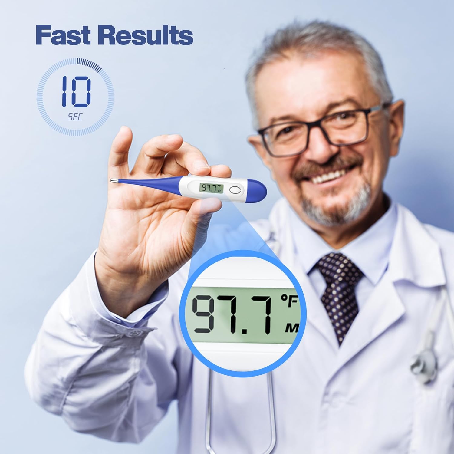 10 Seconds Digital Thermometer for Adults and Kids - Accurate & Safe Rectal Thermometer for Baby with Fever Alarm