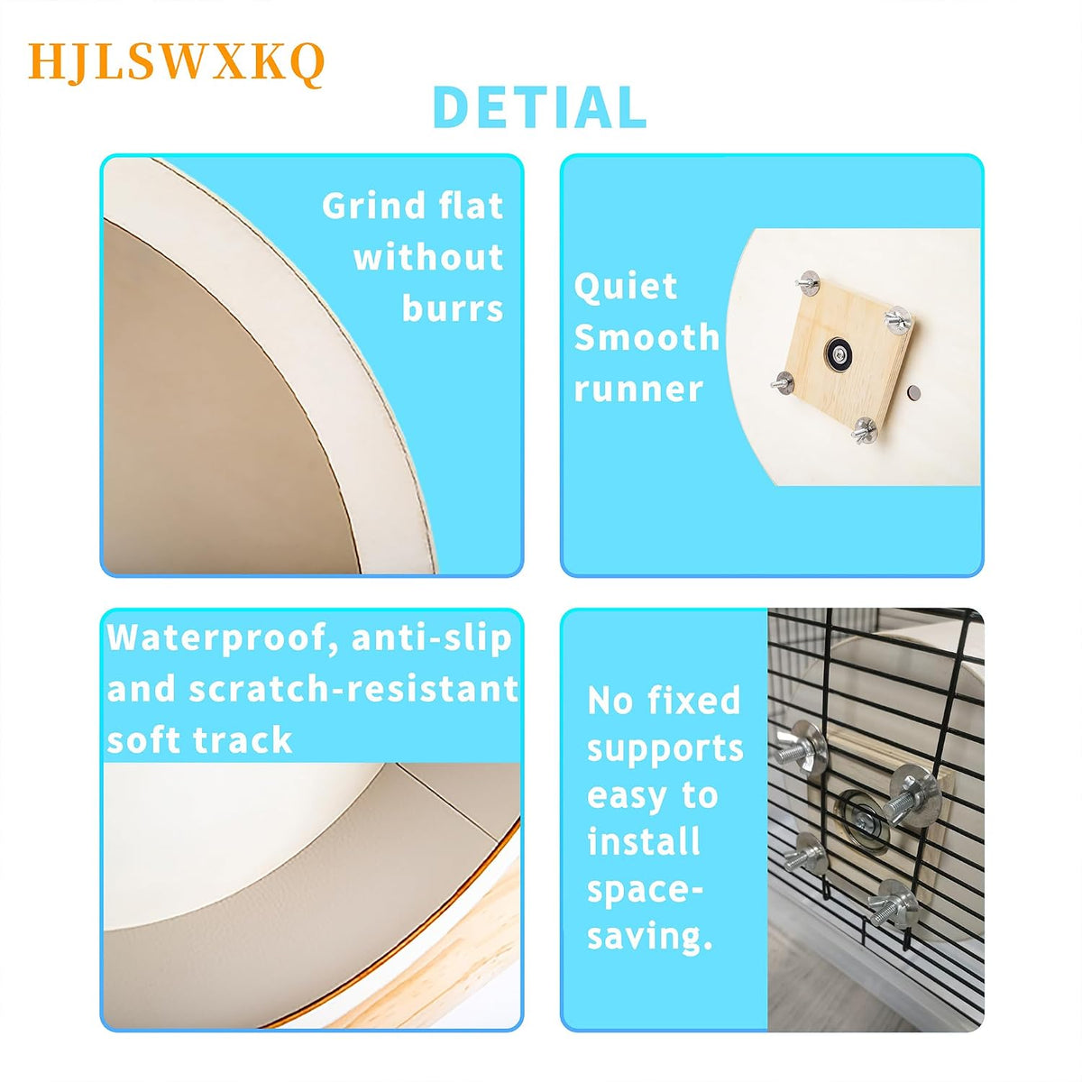 12 inch Wall Mount Wooden Hamster Wheel，Removable Washable Track