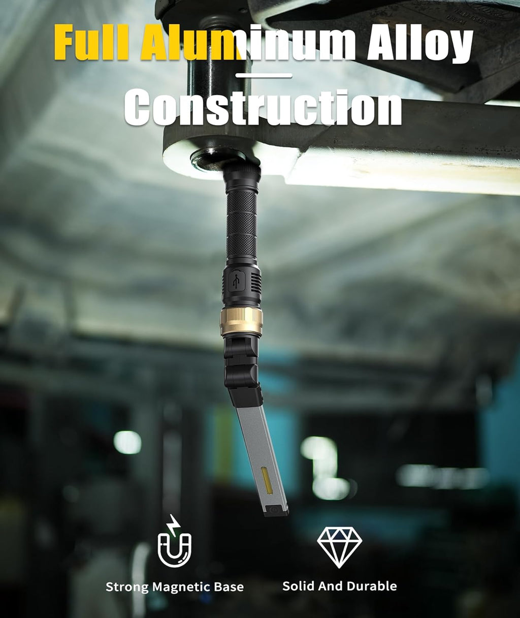 Rechaegeable Work Light, 5000mAh Magnetic Flashlight with 360° Rotate Foldable Design, 1200 Lumens Led Work Light