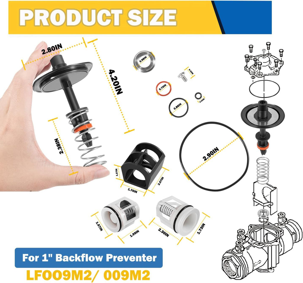 Replace for Watts 009M2 1" Total Repair Kit - for 1" 009M2 & 009 LF009 Reduced Pressure Zone Assemblies - Include Relief Valve, First & Second Check Valve Kit - 0887793 RK 009M2-T Total Repair Kit