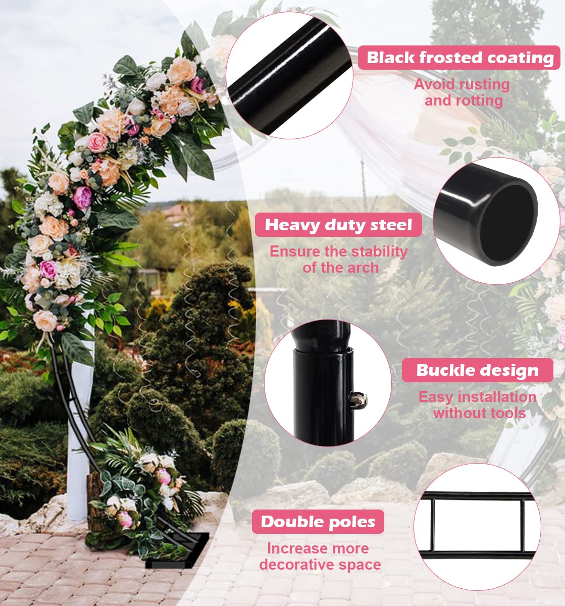 Extra Large Wedding Arch for Ceremony 8.5Ft Wide 7.4Ft High,Black