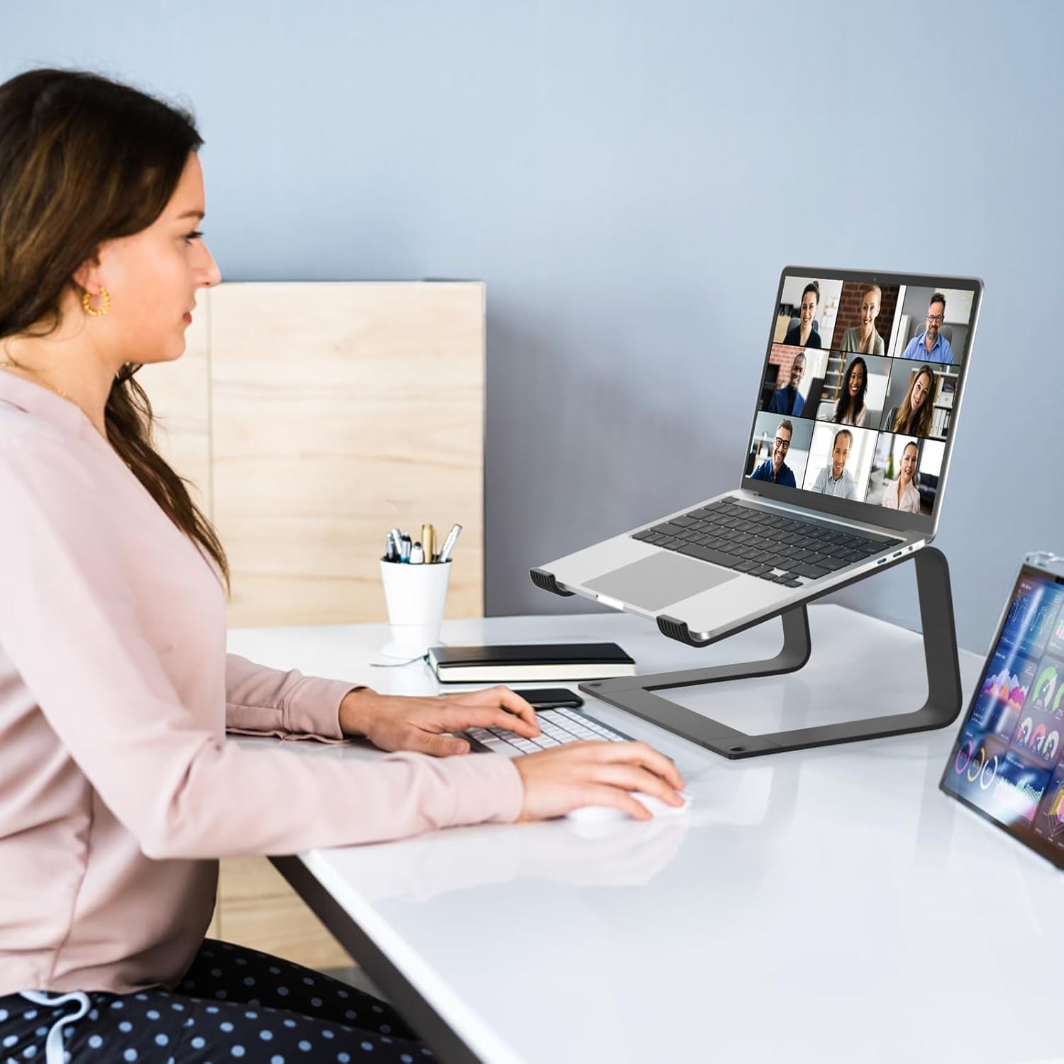 Laptop Stand for Desk Portable Computer Riser Metal Notebook Holder Printer Stand Office Desk Accessories Compatible