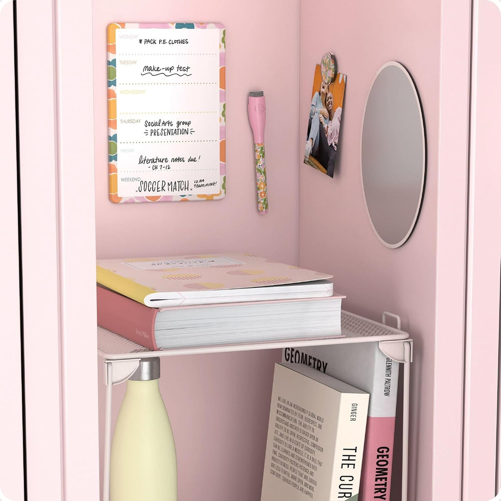 Magnetic Locker Organizer and Accessories Kit With Stackable Locker Shelf, Back to School Essentials, Saccharine