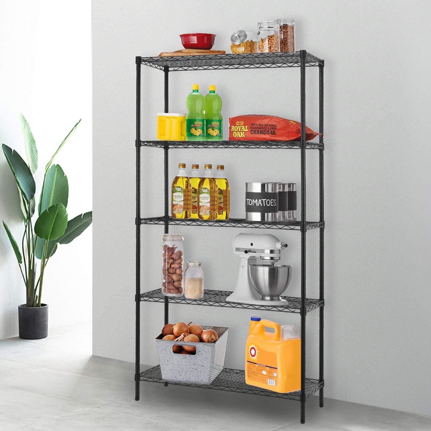 14" D×36" W×72" H Wire Shelving Unit Commercial Metal Shelf with 5 Tier Adjustable Layer Rack Strong Steel for