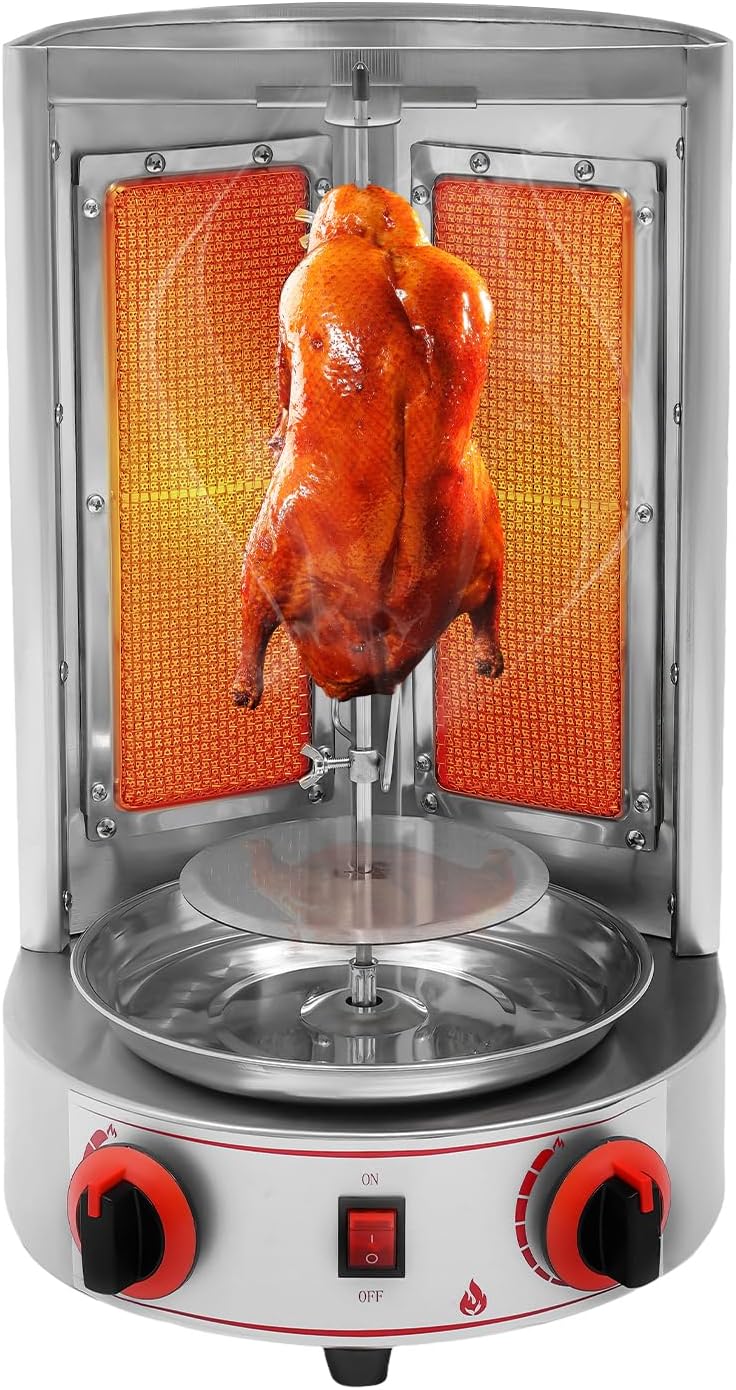 Commercial Shawarma Machine, 110V 3000W Vertical Rotisserie with 2 Heaters