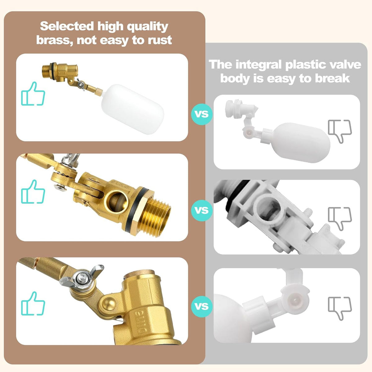 1/2 Inch Brass Water Float Valve - Pool Auto Fill Float Valve-Float Valve for Water Tank-Garden Hose Float Valve, Automatic Water Level Control for Pool, Pond, Fountain, Aquarium(2Pcs)