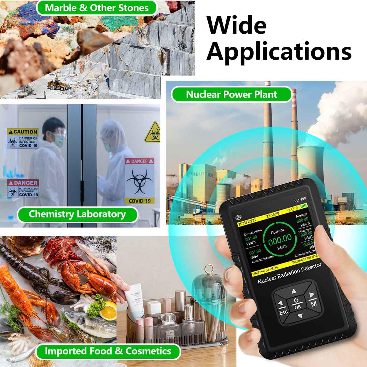 Geiger Counter Nuclear Radiation Detector - Portable Handheld Beta Gamma X-ray Radiation Monitor Meter, Nuclear