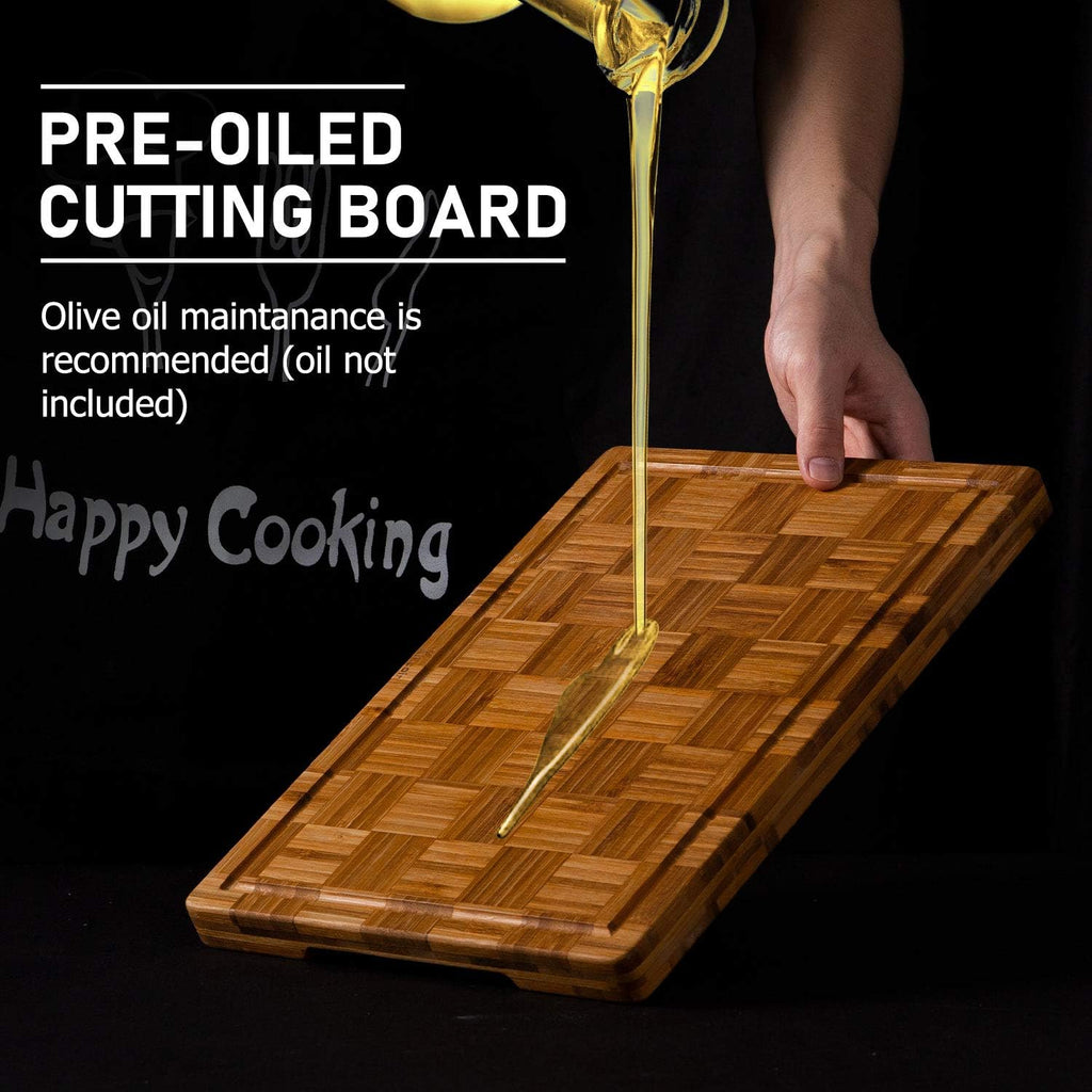 Extra Large Bamboo Cutting Boards, (Set of 3) Chopping Boards with Juice Groove Bamboo Wood Cutting Board Set Butcher