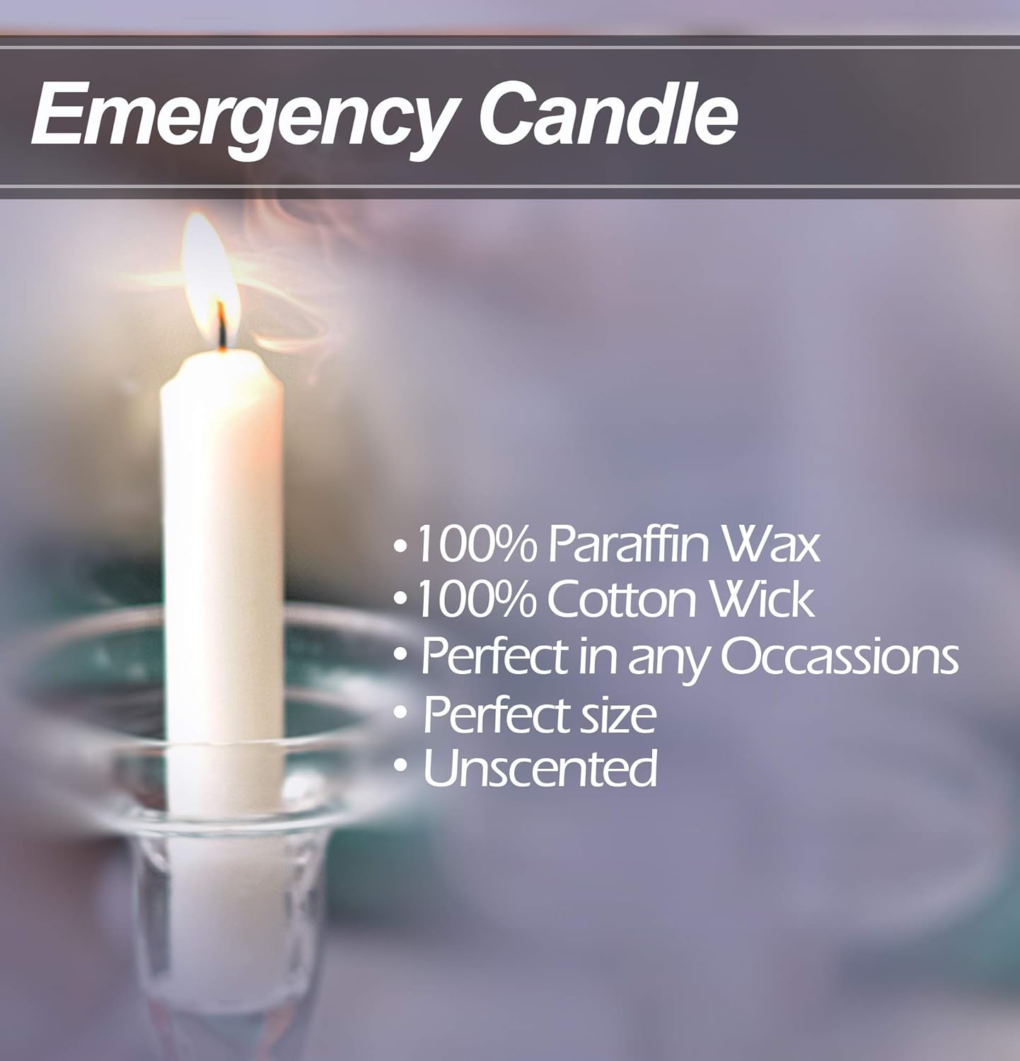 Emergency Candles, White Short Tapers, Unscented Emergency Candle for Home and Emergencies Kit (Pack of 24)