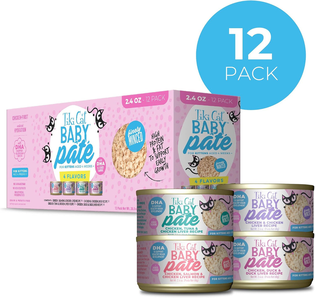 Baby Pate Wet Kitten Food, Variety Pack, 2.4 oz. Cans (12 Count)