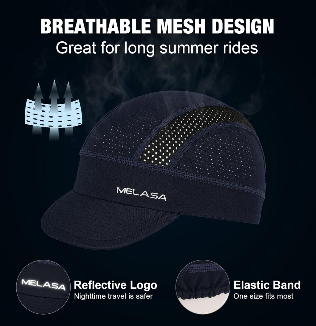 Cycling Cap, Cooling Skull Cap Helmet Liner with Sun Visor, Sun Protection Running Bike Cap for Men Women Under Helmet