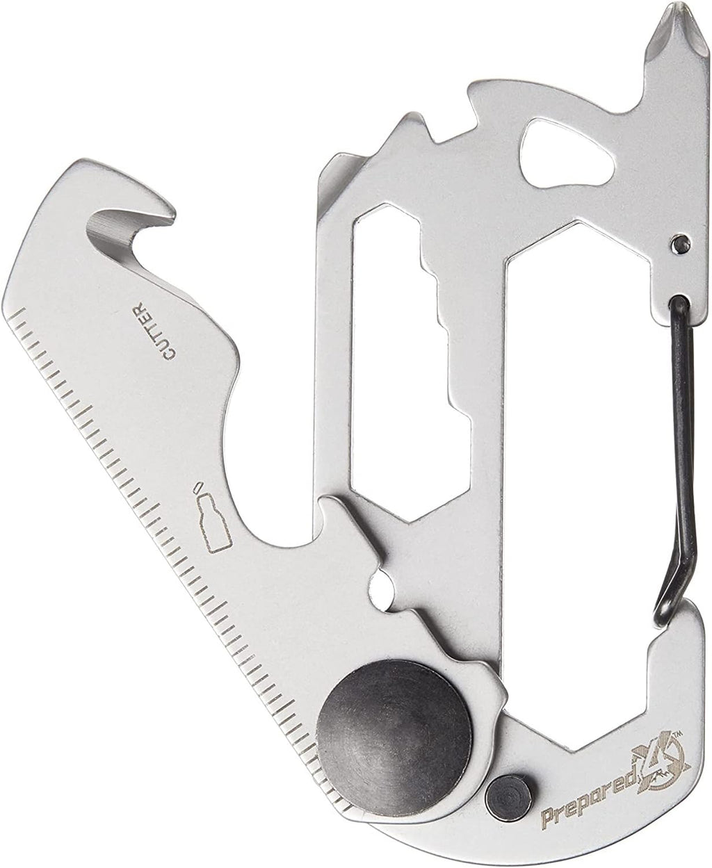 Multitool Carabiner Keychain – 10-in-1 Stainless Steel EDC Tactical Survival Gear – Screwdriver, Ruler, Bottle