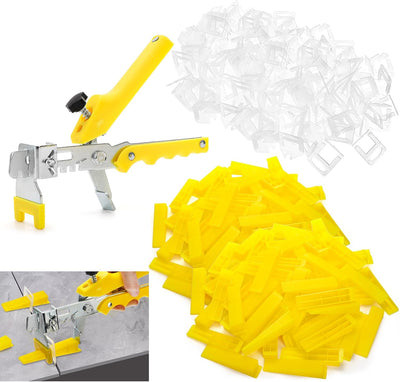 Tile Leveling System 1/8" Kit with 1pc Tile Plier, 600pcs Tile Spacers Level Clips, 200pcs Reusable Wedges for Wall