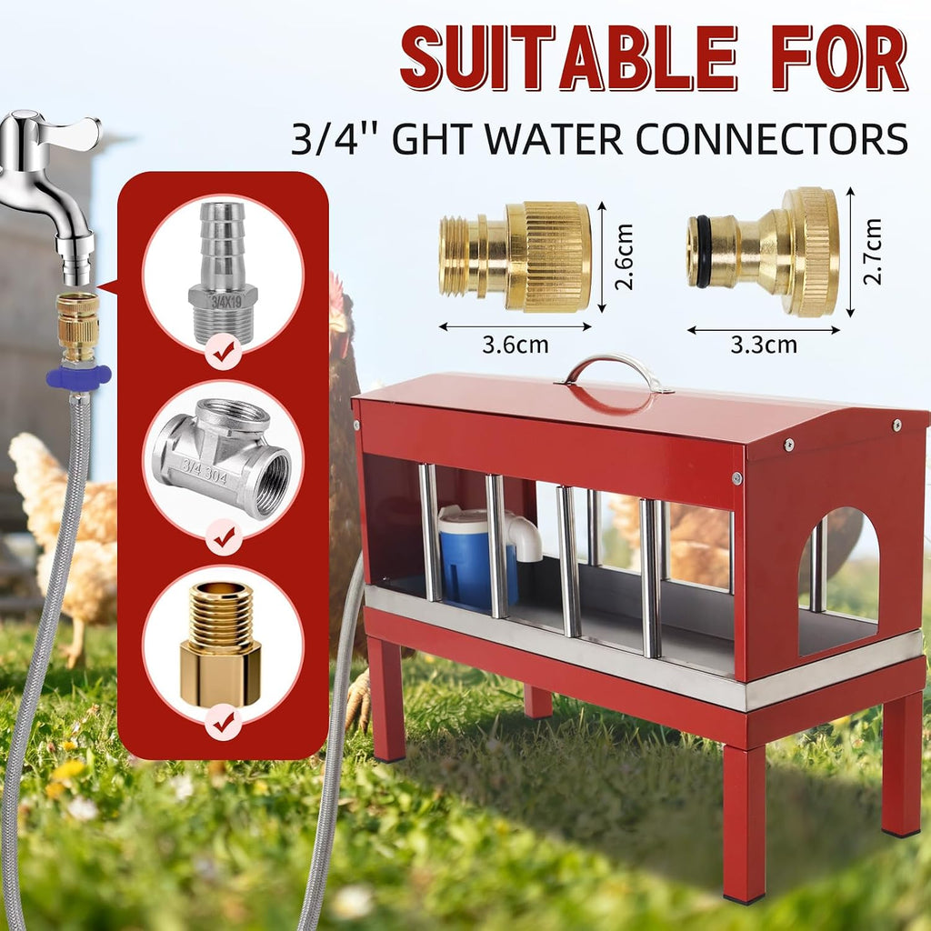 Automatic Chicken Waterer, Multi-Side Drinking Holes and Detachable Legs