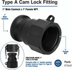 Klyyo 8 Pcs Poly Camlock Fittings 1" Male x Female NPT Type A