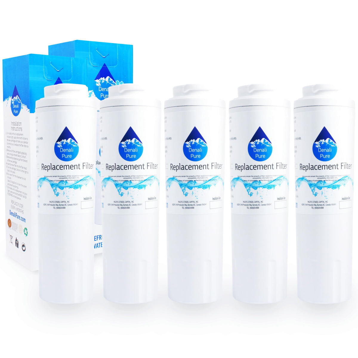 5-Pack Replacement for Whirlpool WRX735SDBM Refrigerator Water Filter