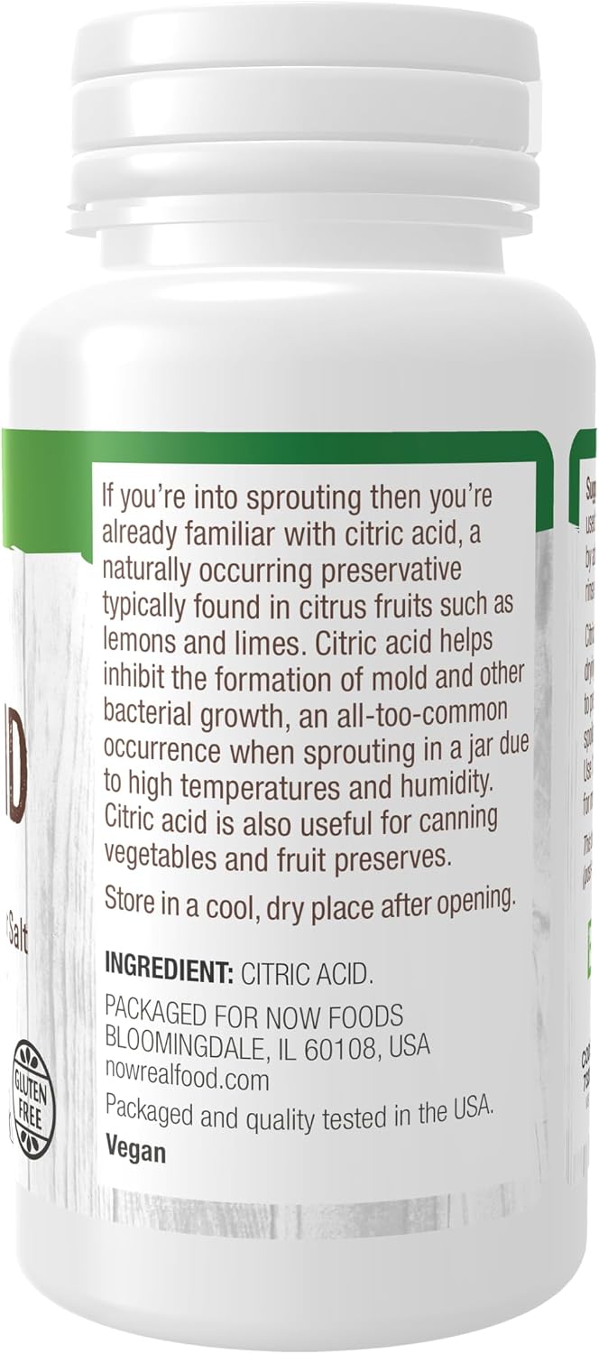 Foods, Citric Acid, Sprouting Aid, Great Substitute for Salt, Preservative Found in Citrus Fruits, 4-Ounces
