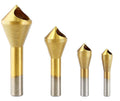 Bonsicoky 4PCS Titanium Coated Countersink Chamfer Deburring Tool Set