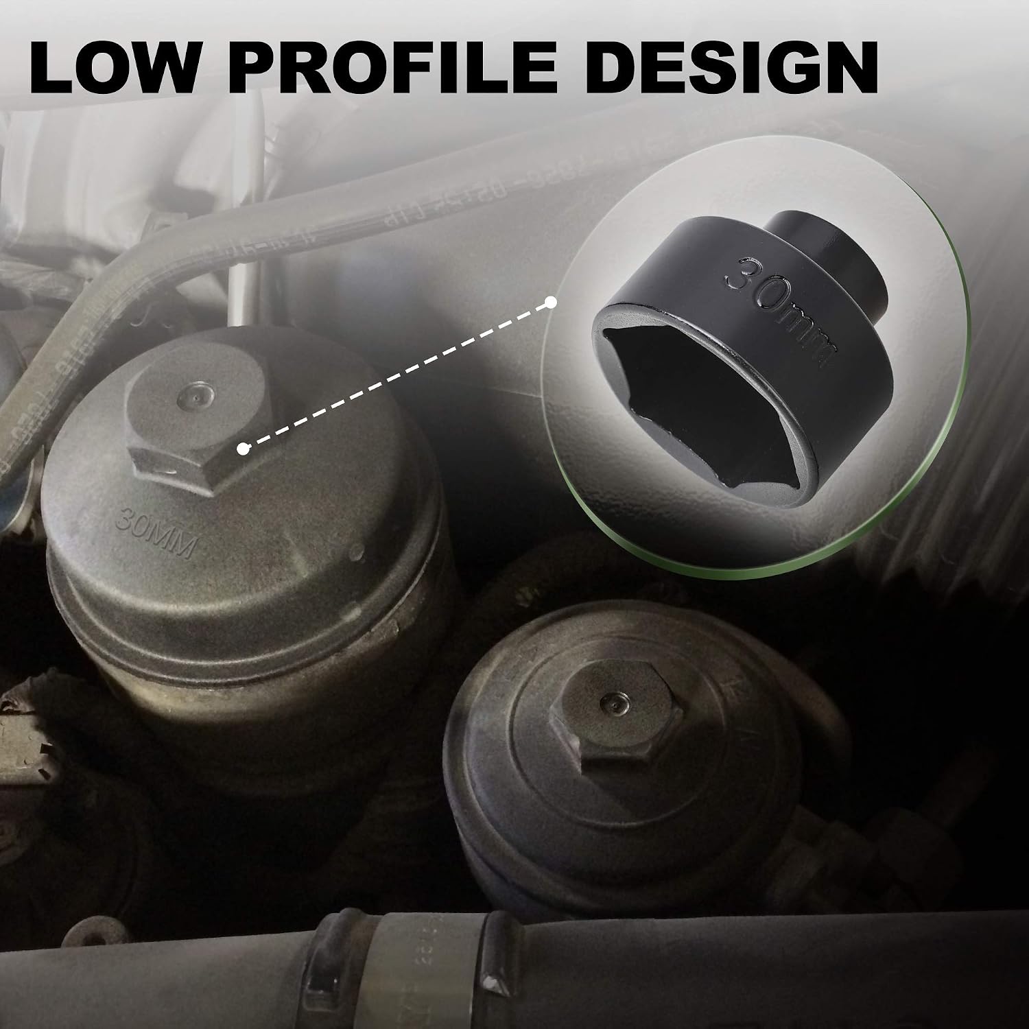 Fuel Filter Cap Removal Tool and Installer 7 Pieces Low Profile Oil Canister Socket Set 24mm 27mm, 29mm, 30mm, 32mm