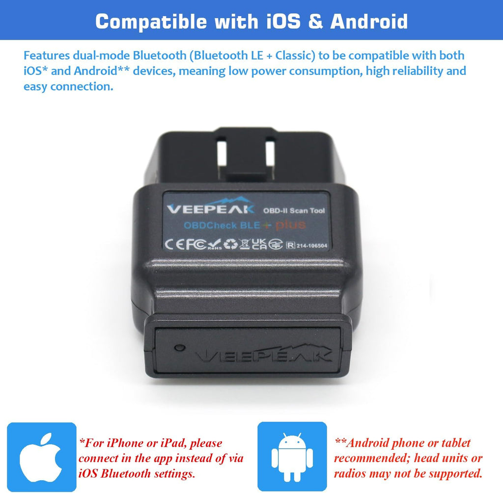 OBDCheck BLE+ Bluetooth OBD II Scanner for iOS & Android, Car Check Engine Code Reader Wireless OBD Diagnostic Scan Tool