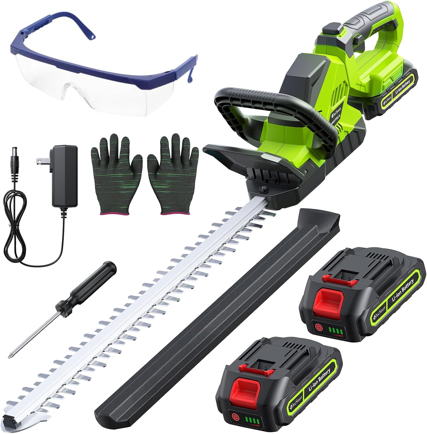 Hedge Trimmers Cordless with Battery, 3000RPM Brushless Motor | Electric Bush Clipper with 2pcs 2000mAh Batteries