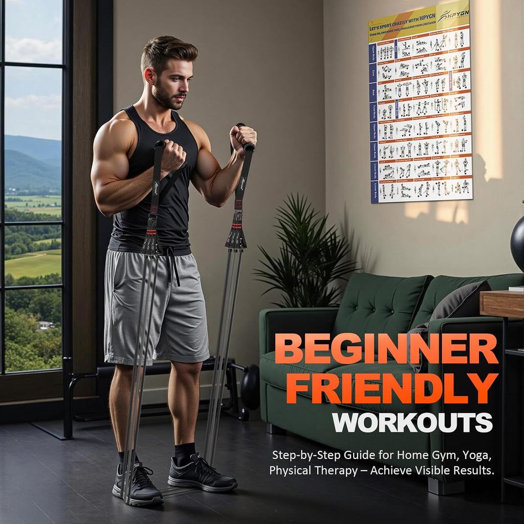 Resistance Bands, Exercise Bands with Handles, Fitness Bands, Workout Bands with Door Anchor and Ankle Straps