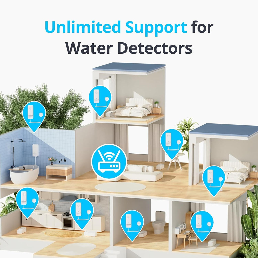 WiFi Water Leak Detector, Smart Water Sensor with 100dB Adjustable Alarm&App Alerts, IP67 Waterproof, Detector for