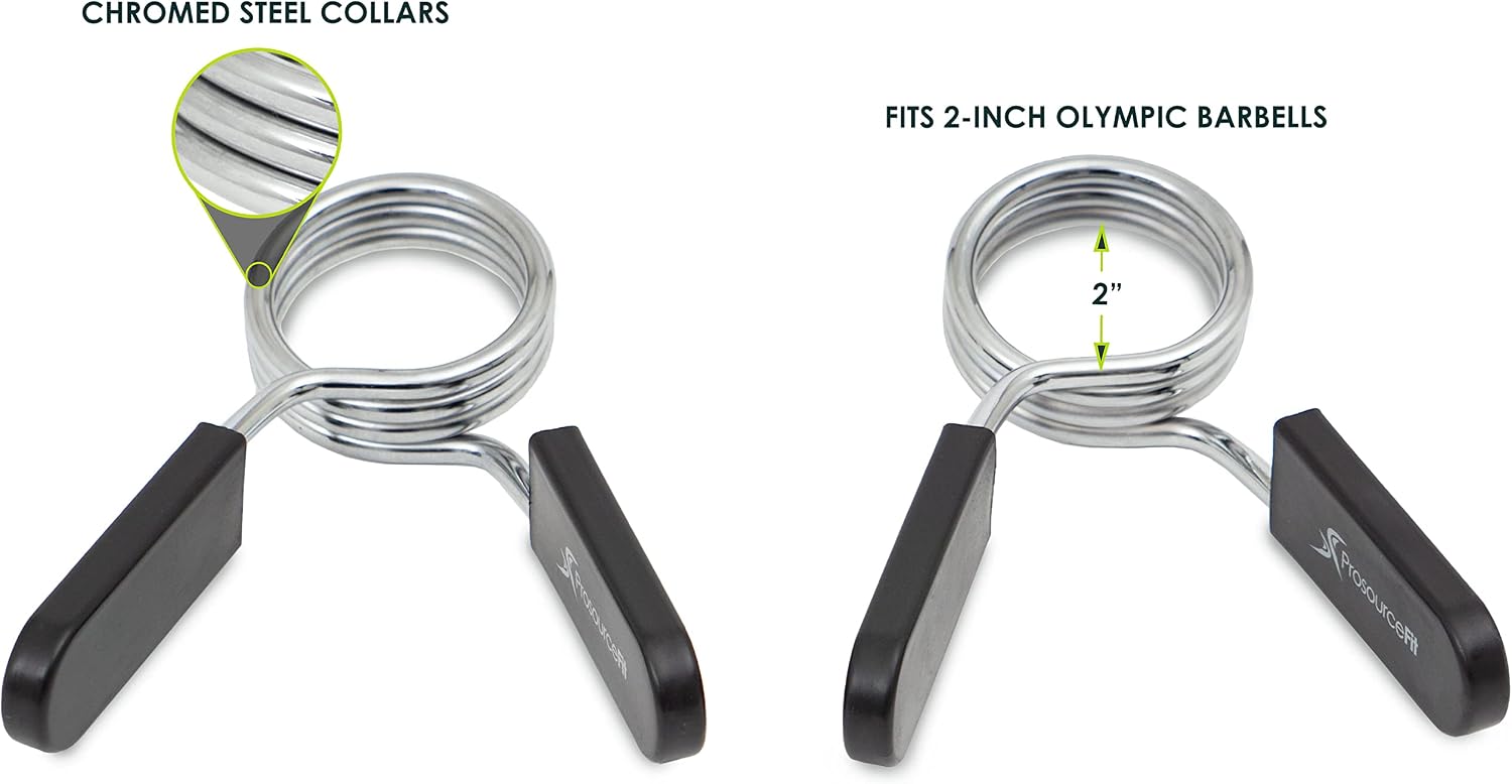 Fit Olympic Barbell Spring Clip Collar 2-inch Pair with Easy-Grip Handles for Weightlifting,Powerlifting and Strength