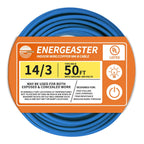 Energeaster Solid Indoor 14/3 NM-B Copper Cable with Ground 50FT, Blue