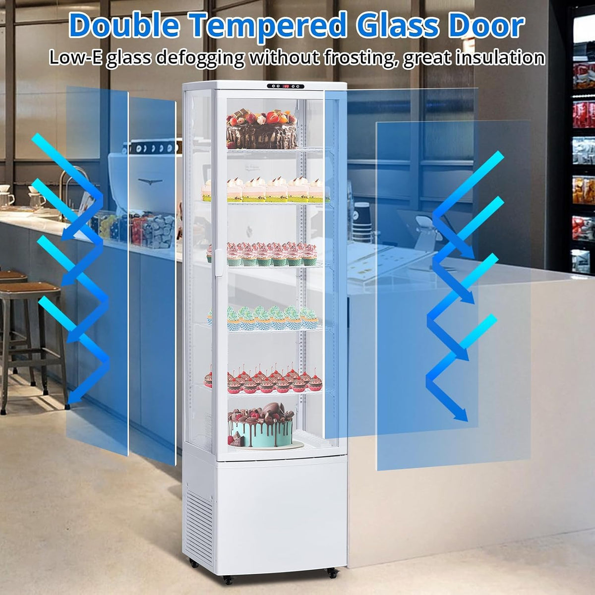 10.5 Cu.Ft Refrigerated Display Case, Floor-Standing Display Refrigerator with LED Light and Adjustable Shelves