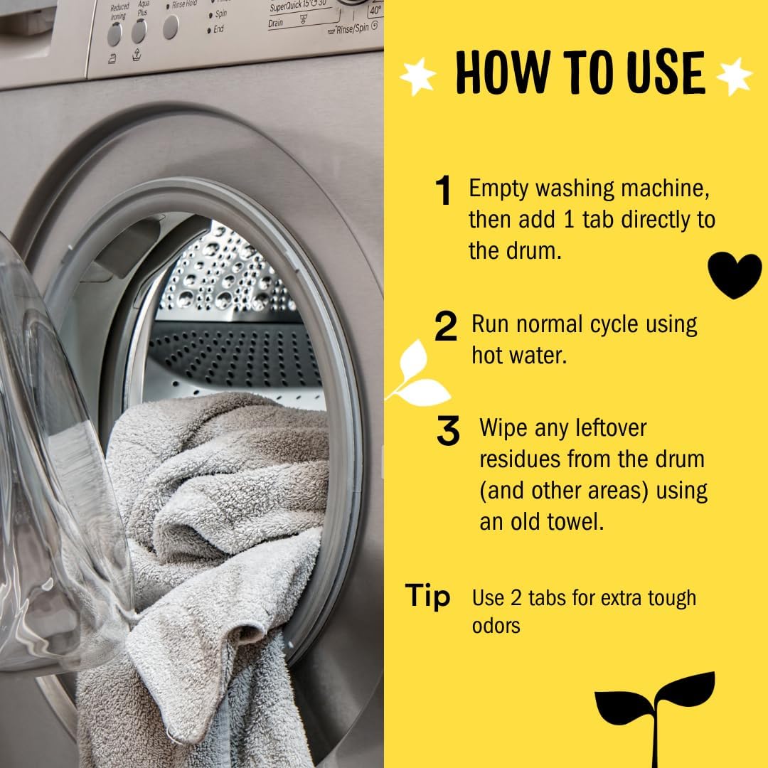 Washing Machine Cleaner | Removes Odors & Grime from Front & Top Loader Machines, Including HE (Citrus - 6 Tablets)