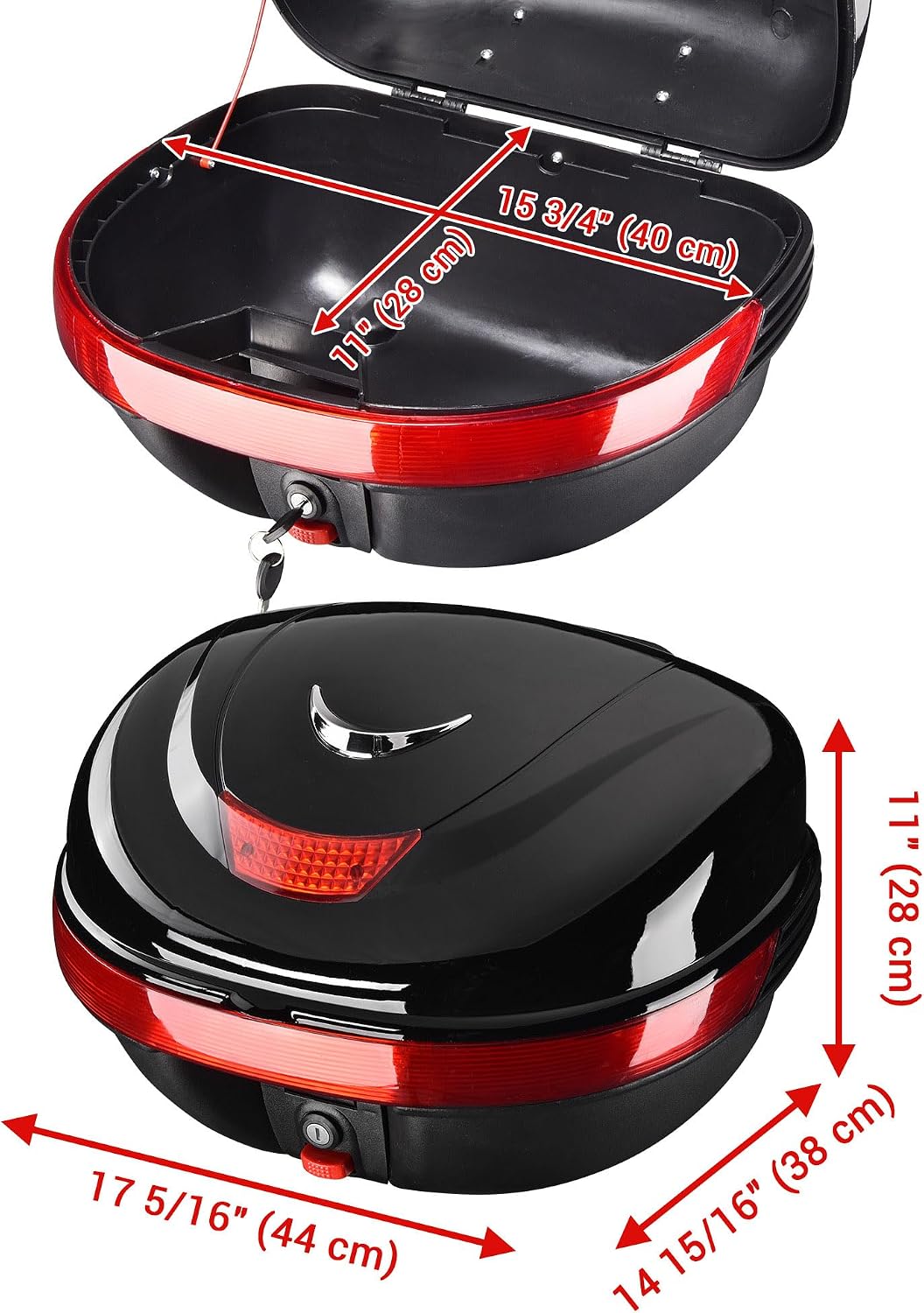 Motorcycle Trunk Top Case Motorcycle Tour Tail Box Lockable Storage Carrier Case for Helmet Luggage Black 35L(35L)