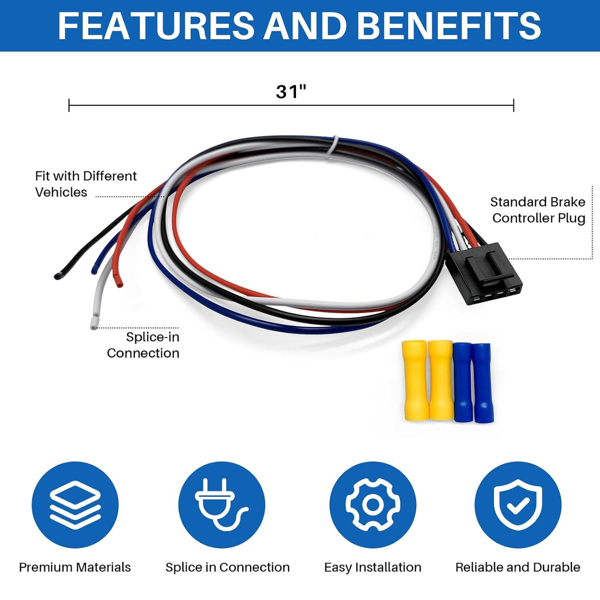 8506911 Universal Pigtail Trailer Brake Controller Wiring Harness