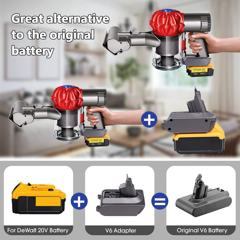 Fit for DeWalt 20V Battery Adapter Replace for Dyson V6 Vacuum Battery
