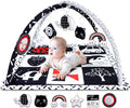 Black and White Baby Gym Play Mat with 6 Toys Tummy Time Activity Mat for Babies 0-6 6-12 Months High Contrast Baby