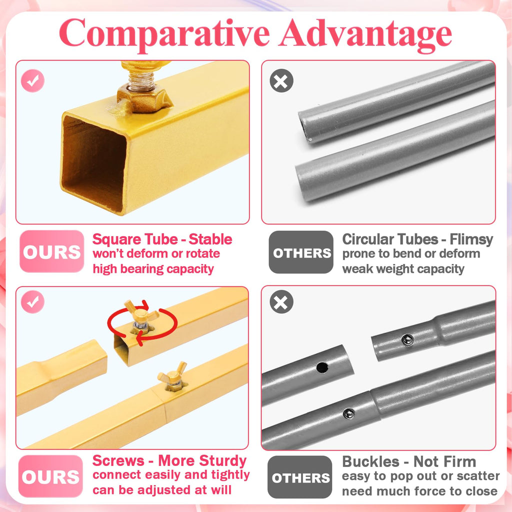 6.6FTx4FT Gold Wedding Arch Backdrop Stand Square Metal