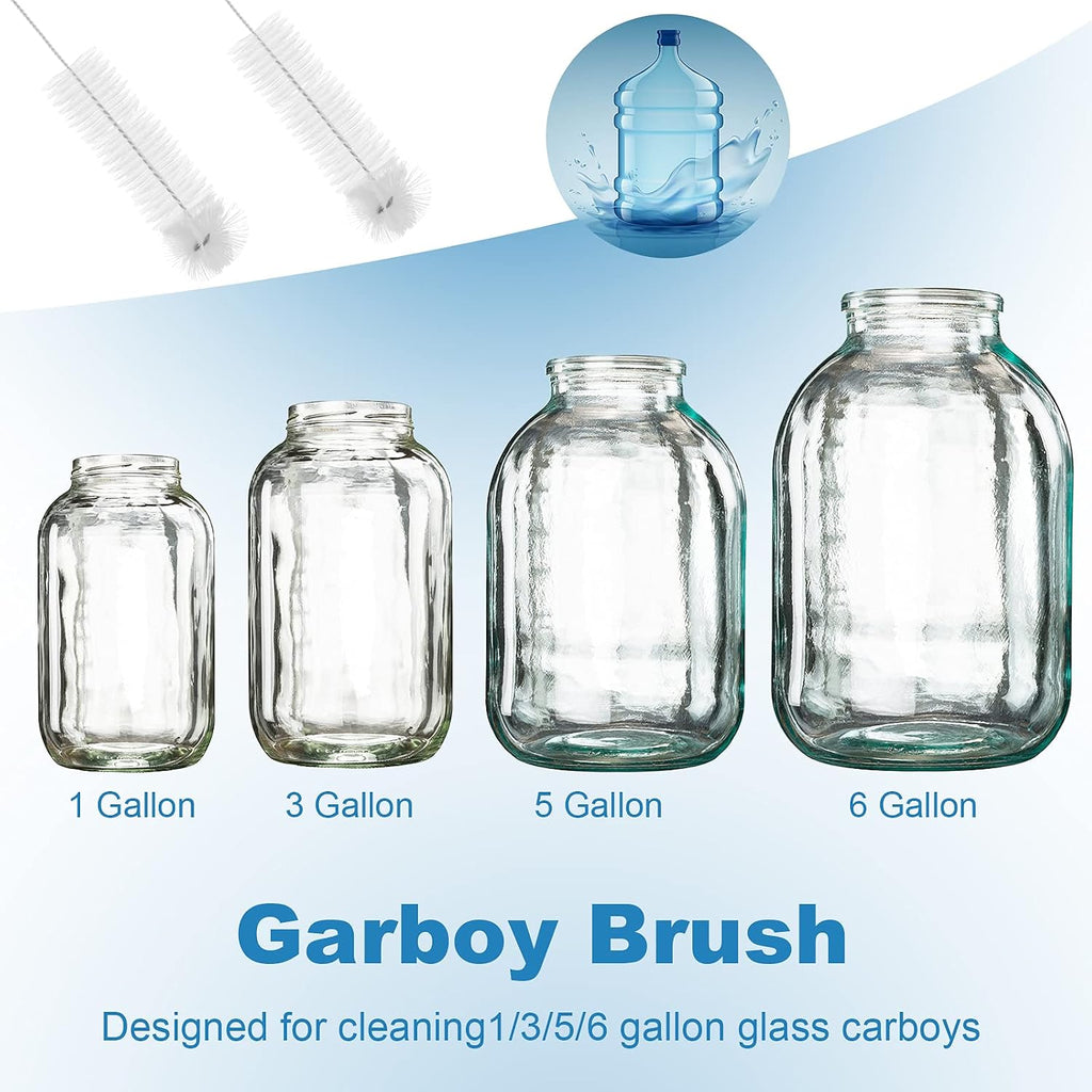 2-Pack 30 Inch Carboy Brush, Nylon & Steel, L-Shape, Clear, 76cm, Wine Making & Beer Brewing, Glass Carboy Cleaning