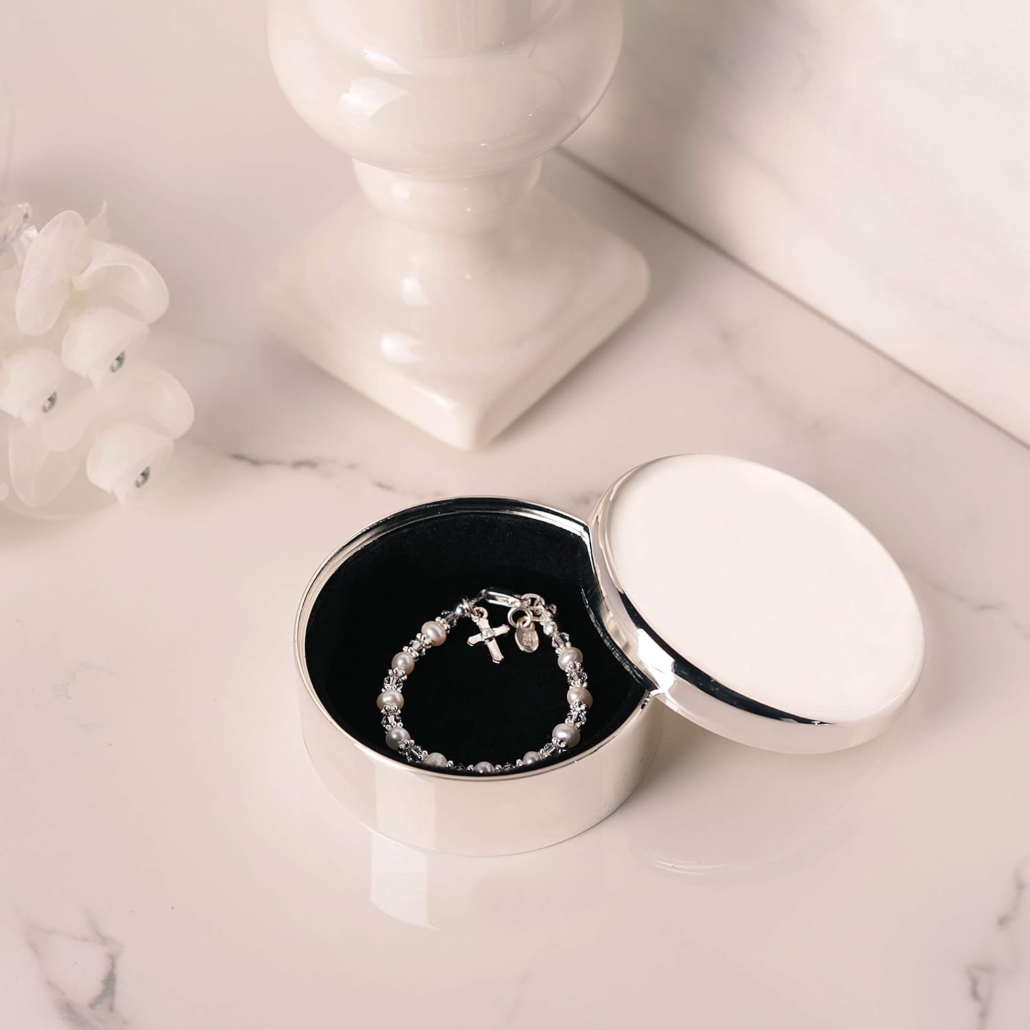 Personalized Baptism Round Jewelry Box