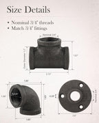 60 Pack 3/4 Inch Cast Iron Pipe Fittings with Elbows Tees Flanges