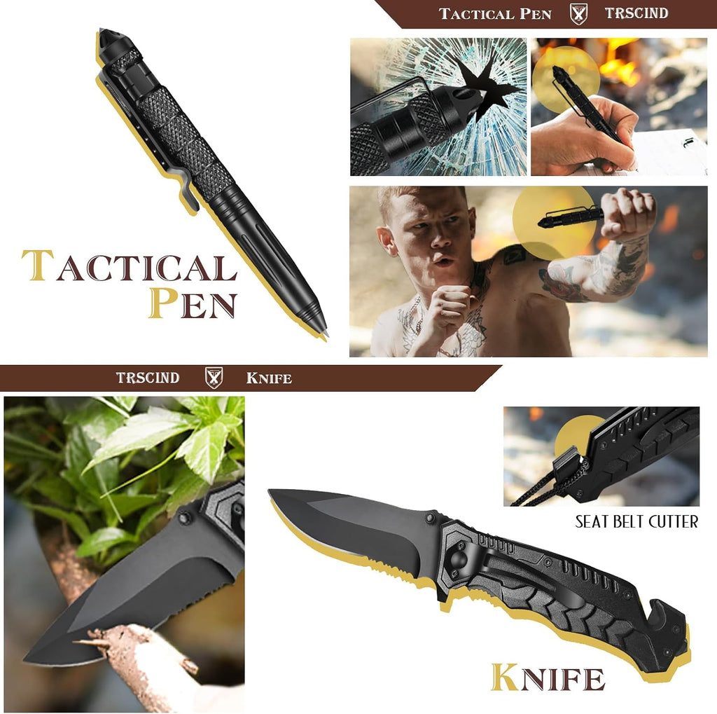 Survival Kit 14 in 1, Gifts for Men Dad Husband, Emergency Survival Gear and Equipment, Anniversary Birthday Gifts