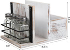 Rustic Whitewashed Wooden Kitchenware Organizer Napkin Utensil Spice Holders Table Seasoning Shakers Chalkboard Label