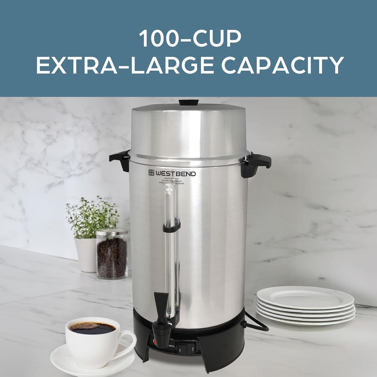 Commercial Coffee Urn Highly-Polished Aluminum NSF Approved Features Automatic Temperature Control Large Capacity