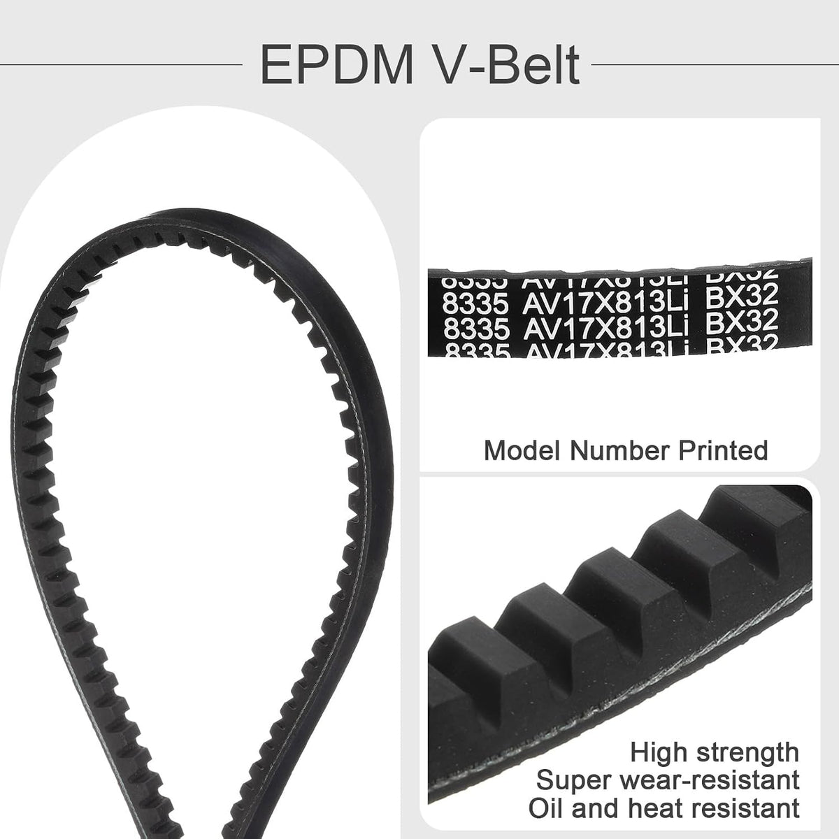 uxcell 2 Pcs BX32 EPDM V-Belt, Raw Edge Cogged Industrial Rubber V Belt 0.67" Width x 32" Inside Circumference
