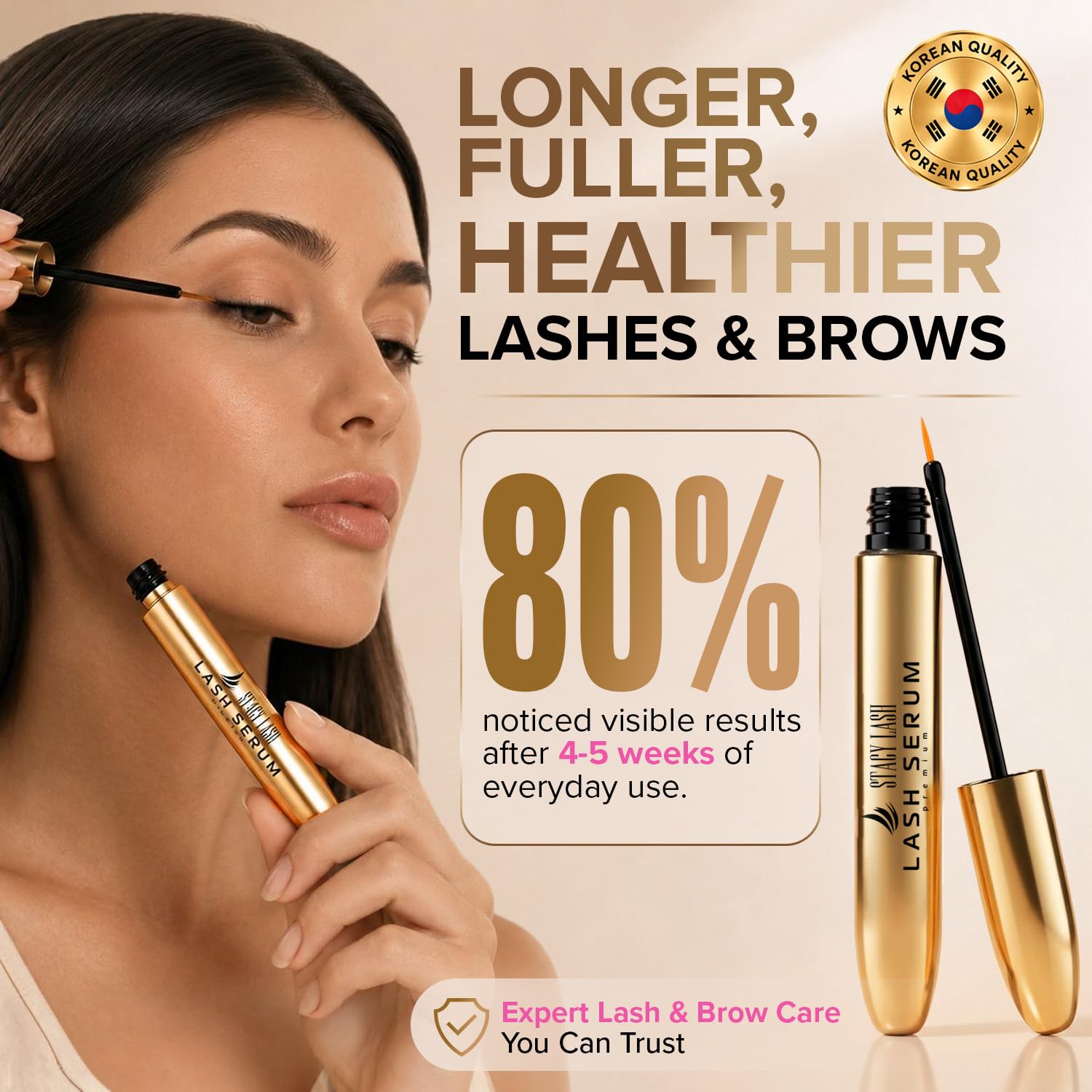 Korean Lash Serum for Eyelash Growth (0.17fl.oz / 5ml) | Thickness and Growth Serum | Eyebrow & Eyelash Enhancing