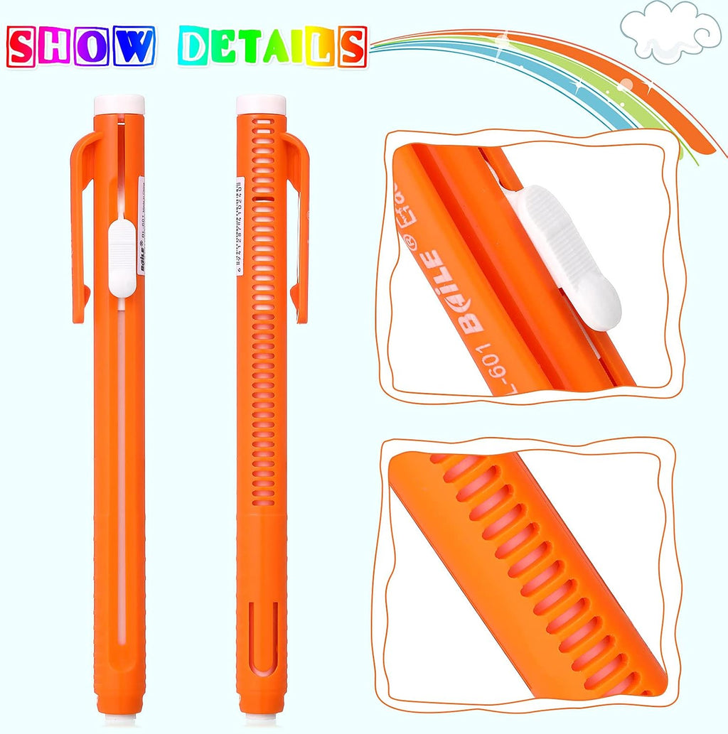 10 Pieces Retractable Mechanical Eraser Pen, Pen-Style Erasers Pencil Click Big for Drawing, Art, Drafting, Sketching