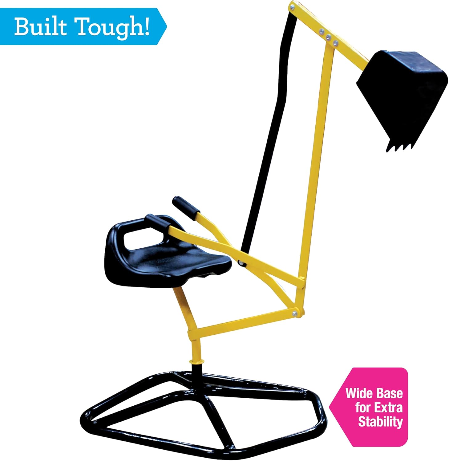Crane Digger Toy, Ride On w Safer Stabilizing Base- Kid Outdoor Excavator | Play in Backyard- 100lb Capacity- Swing &