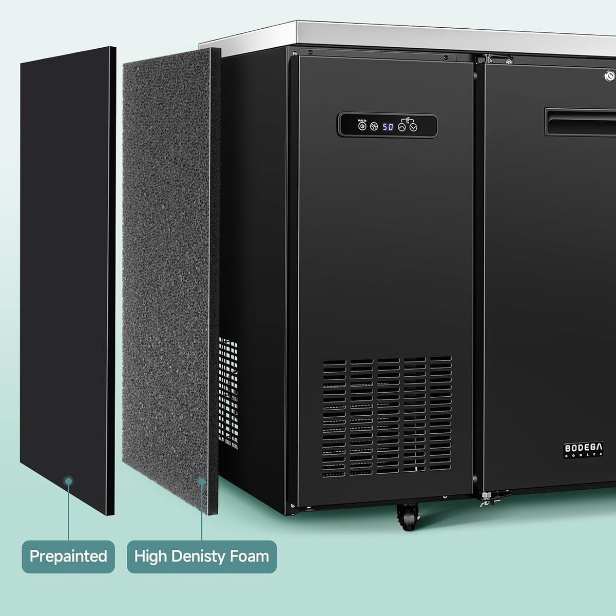 Commercial Bar Cooler with 2 Solid Doors, 12 Cu.Ft Back Bar Refrigerator, Beverage Refrigerator for Beer Soda