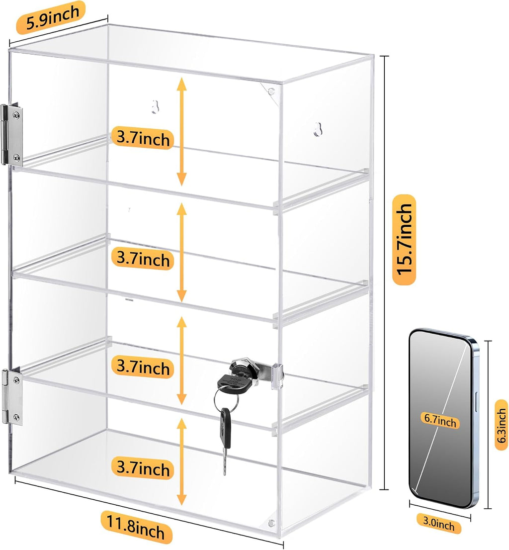 Acrylic Display Case with Lock – Acrylic Storage Chest for Figures, Collectibles, Jewelry, Expensive Items & More –