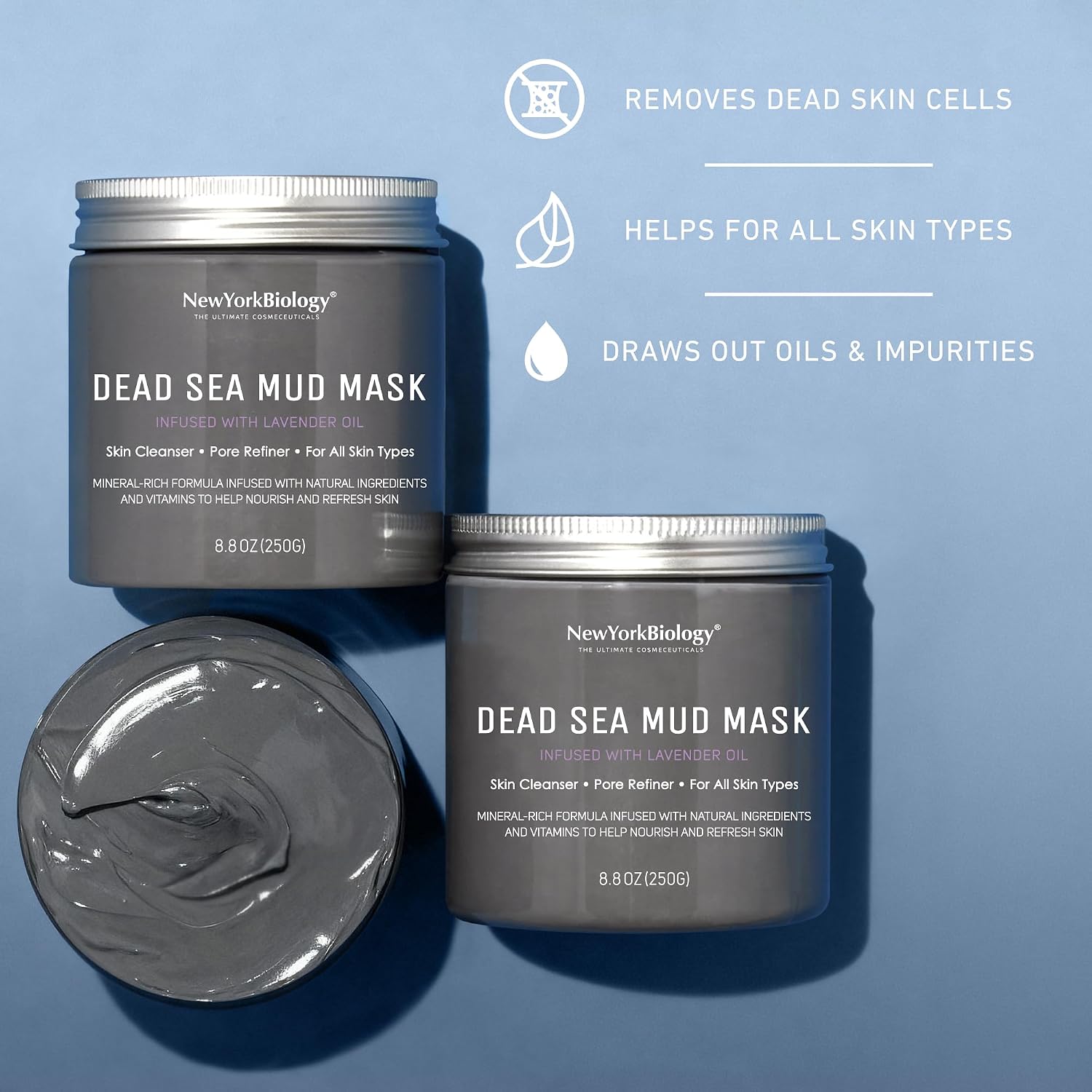 New York Biology Dead Sea Mud Mask for Face and Body | with Lavender | Spa Quality Pore Refiner for Oily Skin |