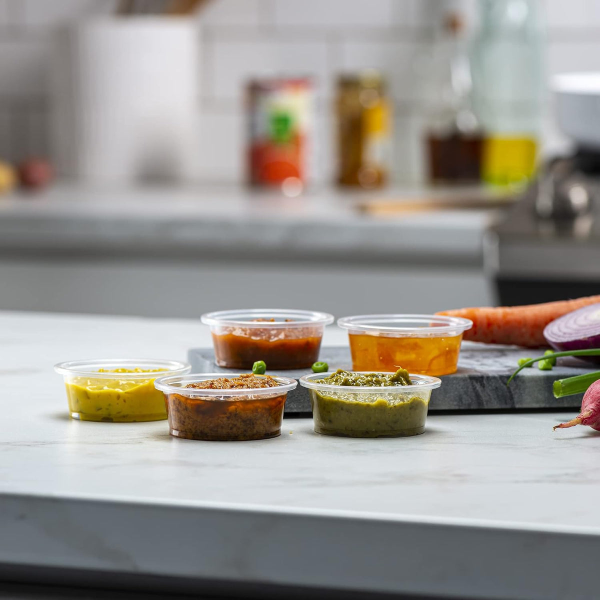 [2 oz - 200 Cups Clear] Diposable Plastic Portion Cups No Lids, Small Mini Containers For Portion Controll, Jello